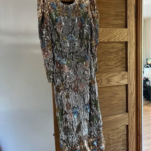 STUNNING!! Beaded ASOS sequin floral midi dress - Picture 4 of 4